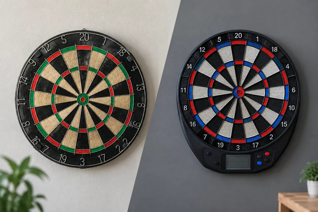 Sisalboard versus elektronisches Dartboard